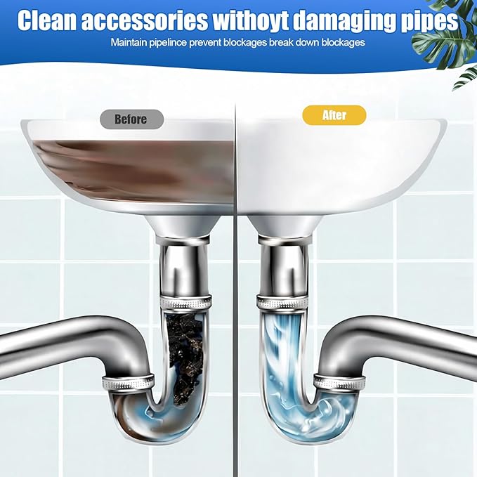 Sink Drain Cleaner, Powerful Pipeline Dredging Agent, Drain Clog Remover for Unclogs Bathroom and Kitchen Sinks, Drains (2PCS)