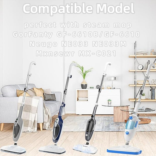 KAiSnova Steam Mop Replacement Pads Compatible with GorFanty GF-6610B/GF-6610, Washable & Reusable Microfiber Mop Cloth Compatible with Neugo NE033 NE033M & Mxnsewr MX-C021 Steam Mop (6 Pack)