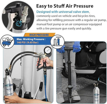 FIRSTINFO A1639 (3rd Gen) Patented Max. Pressure 140psi / 1000ml Thickened Aluminum Canister Refillable Aerosol Spray Can | Pneumatic Compressed Air Sprayer | Wide Mist & JET Spray