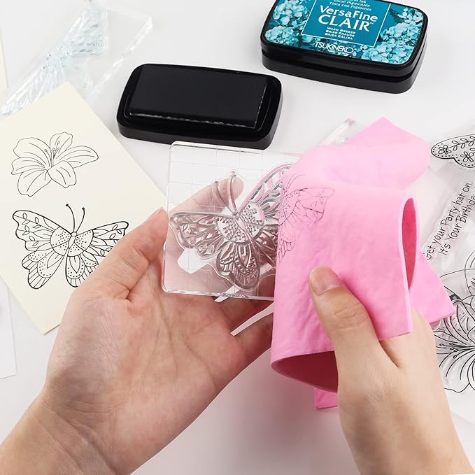 BAOFALI 7 Pcs/Set Stamp Shammy Scrubber,Stamp Cleaning Sponge,Ink Removing Tool for Applicable to Stamp Cleaning Cloth Stamps Rubber Stamps,Stamp Positioners and Craft Supplies Tool