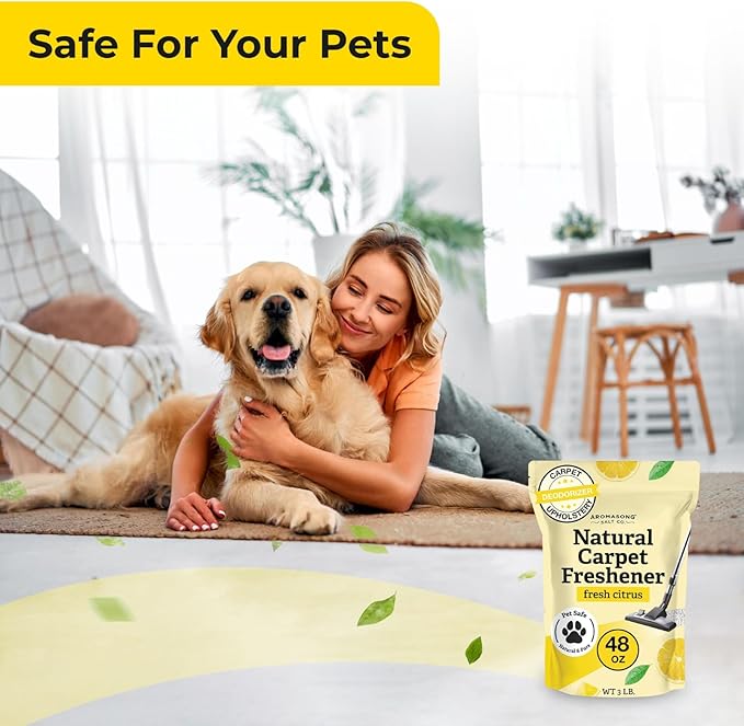 Aromasong 100% Natural Carpet Deodorizer Powder Citrus – 2 Pack, (13 oz Each) – Pet-Safe Carpet Freshener Powder – Eliminator of Strong Odors & Pet Urine – Improved Formula