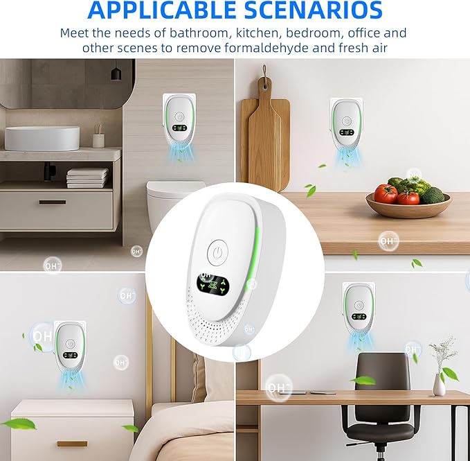 Plug In Air Purifier-Plug In Negative Air Ionizer for Home Use,Air Ionizers for Home with Green Light for Pets Dust Odor Smoke,Negative Ion Technology Freshener for Bedroom,Office,Garage Room