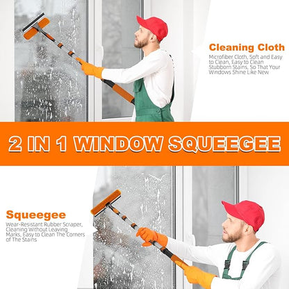 SISUPASSIE 30FT Reach High Ceiling Duster Kit, Window Cleaning kit with 5-24FT Extension Pole, Fan Duster for Ceiling Fan Blades, Microfiber Feather Duster, Window Squeegee