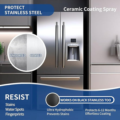 Home Ceramic Coating Spray Kit - Shine, Seal & Protect Kitchen & Bath Surfaces, High-Gloss, Repels Stains & Grime Effective - Great for Stainless Steel, Sinks, Countertops, Glass, and More -2PACK