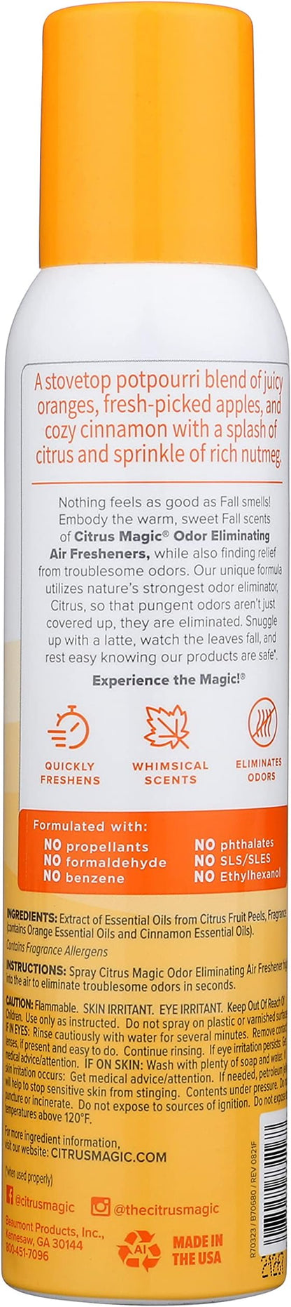 Citrus Magic Limited Edition Natural Odor Eliminating Air Freshener Spray, Orange Spice Cider, 3-Ounce, Pack of 3