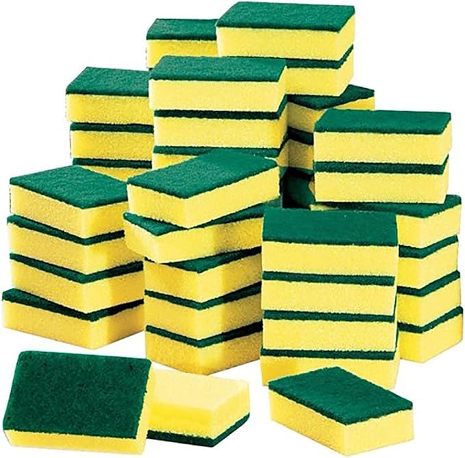 50 Pack Sponges Kitchen, Scratch-Free Heavy-Duty Scrub Sponges for Household Pots Washing Dishes Bathroom Cleaning Pans,Easy to Dry Scouring Pads