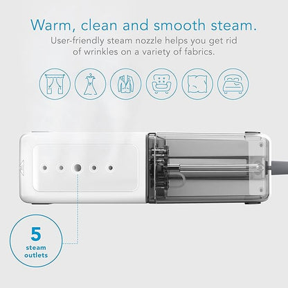 Steamfast NOMAD Portable Travel Steamer for Clothes - Handheld Garment Steamer with 30 Second Heat Up, 11 Minutes Steam Time, 7.5 ft Cord, 5 oz Tank, Chemical Free
