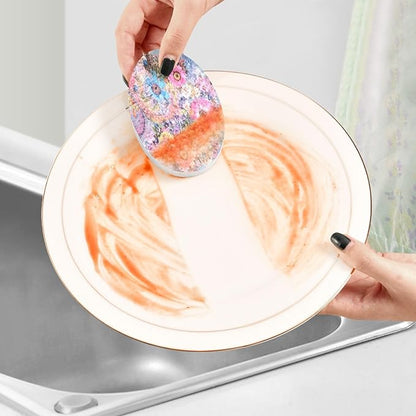 Watercolor Floral Kitchen Scrub Sponges, Pop-up Kitchen Cleaning Sponges Reusable Dish Washing Sponges for Bathroom Household Cleaning 3 Pack - Non Scratch Scrubber