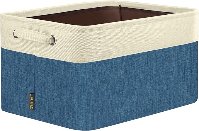 BALEINE 1 Pack Fabric Closet Storage Bins for Shelves, Linen Closet Organizers and Storage, Decorative Baskets for Organizing, Shelf, Clothes, Home, Office (Navy Blue, 12"x8"x8")