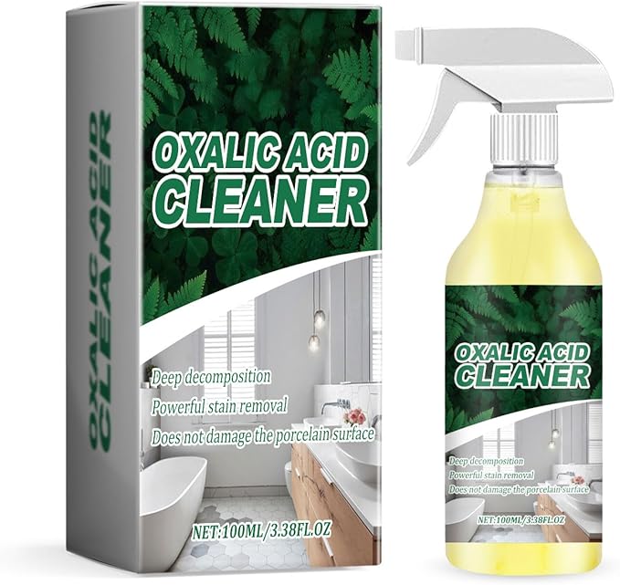 Oxalic Acid Cleaner Spray, Powerful Stain Removal for Toilet Bathroom, and Kitchen Floor Countertop, Multi-purpose(3.38 fl oz) (1)