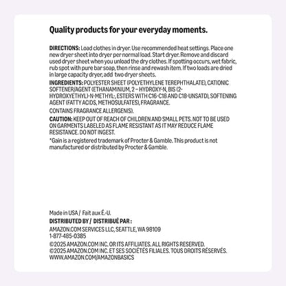 Amazon Basics Dryer Sheets, Blooming Lavender, Laundry Fabric Softener, 160 Count