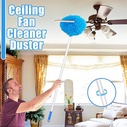 2 Pack Ceiling Fan Cleaner Duster,Reusable Microfiber High Ceiling Fan Blade Cleaner with Removable Extension Pole 13 to 50 Inch for Cleaning,Bookshelves,Door,Window Top,Furniture