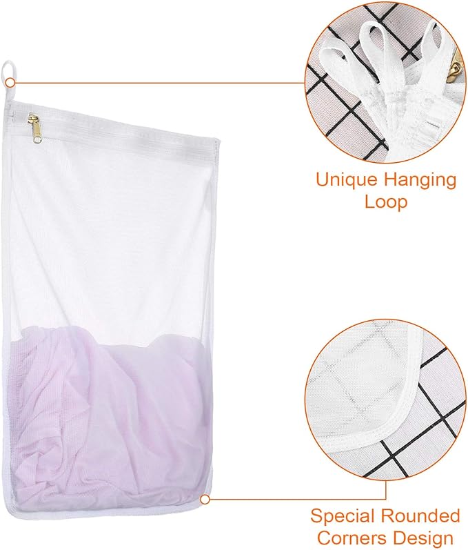 Fine Mesh Laundry Bags for Delicates, 3 Pack (2L+1M) Reusable Wash Bags with Sturdy Zippers, Durable Net Washing Bags for Lingerie, Bra, Sock, Underwear, Baby Clothes, Travel Organizer