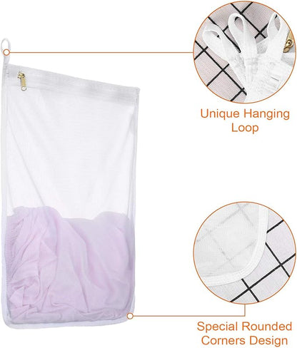 Fine Mesh Laundry Bags for Delicates, 3 Pack (2L+1M) Reusable Wash Bags with Sturdy Zippers, Durable Net Washing Bags for Lingerie, Bra, Sock, Underwear, Baby Clothes, Travel Organizer
