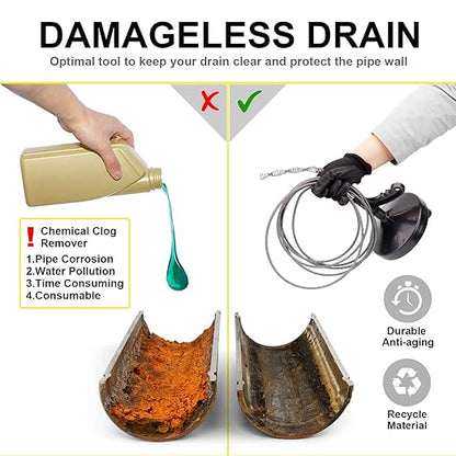 Drainsoon Drain Auger 25 Ft with Gloves, Plumbing Snake Drain Auger Hair Clog Remover, Heavy Duty Pipe Drain Clog Remover for Bathtub Drain, Bathroom Sink, Kitchen Cleaning