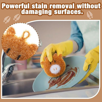 Breling 6 Pieces Sunflower Shape Dish Sponge Dual Sided Non Scratch Dish Washing Scrubbers, Reusable Household Cleaning Kitchen Tools for Dishwashing Washing Dishes Cookware(Cow)
