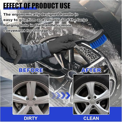 8.3×2.5 Inch Carpet Cleaning Brush, Scrub Brush for Floor Mats, Car Wheel Hub Cleaning Brush for Car Interior and Home, Car Wash Brush Automotive Tire Brush with Soft Bristle Short Handle