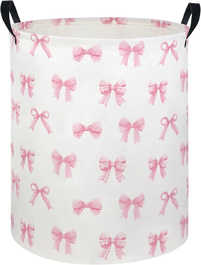 Baby Laundry Hamper kids laundry Basket Waterproof Laundry Bag for Bedroom Toy Clothes Organizer Room Décor(Bowknot)