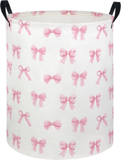 Baby Laundry Hamper kids laundry Basket Waterproof Laundry Bag for Bedroom Toy Clothes Organizer Room Décor(Bowknot)
