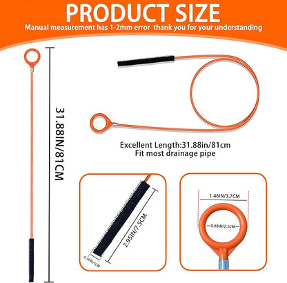 Drain Clog Remover,5 Pack 31.88inch Drain Snake Hair Removal Tool,Shower Sink Unclogger Tool,Hair Catcher Auger Cleaner Tool for Toilet,Kitchen Sink,Bathroom Tub,Floor Drains,Sewer,Pipe Drains Opener