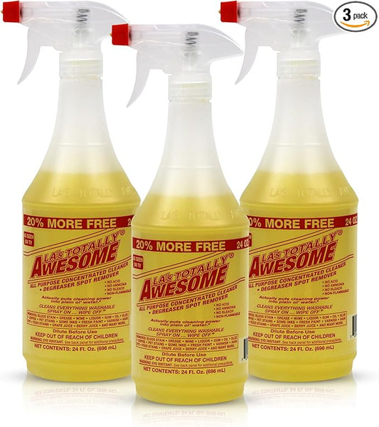 La's Totally Awesome All Purpose Cleaner Spray – 24oz (Pack of 3) Heavy Duty Multi-Surface Degreaser & Stain Remover – Ready-to-Use Cleaning Spray for Kitchen, Bathroom, Floors, Auto & More