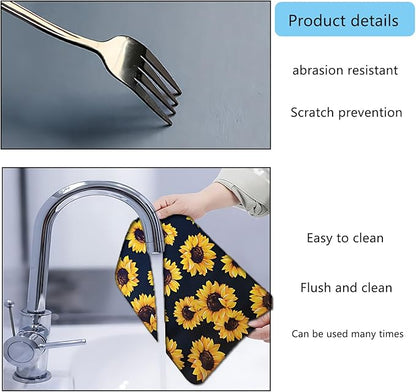 Dish Drying Mat Foldable Fall Kitchen Drying Mat Absorbent Sink Mat Multi-Purpose Coffee Pad Easy To Clean,Kitchen Gadgets,sunflower decor(sunflower) (17inches*30inches)