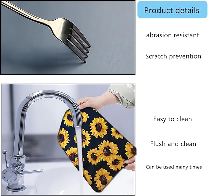 Dish Drying Mat Foldable Fall Kitchen Drying Mat Absorbent Sink Mat Multi-Purpose Coffee Pad Easy To Clean,Kitchen Gadgets,sunflower decor(sunflower) (16inches*18inches)