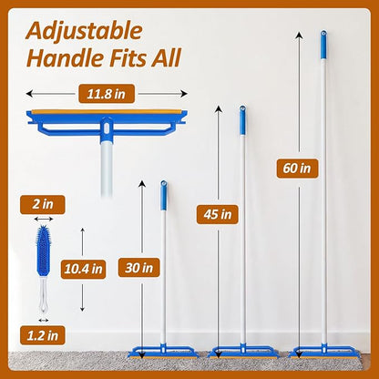 Topmart Carpet Rake with 60" Adjustable Handle, Cat Dog Carpet Rake Scraper for Rugs, Mats, Reusable Pet Hair Remover with 1 Silicone Removal Brush