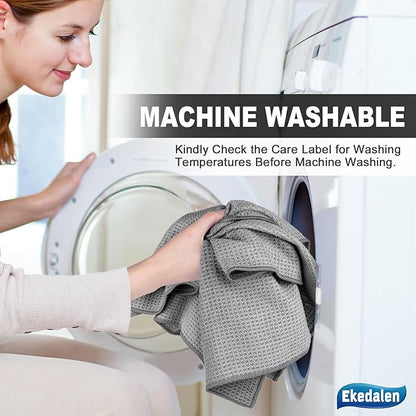 Microfiber Cleaning Cloth Waffle Weave for Dusting Absorbent Towel Quick Drying Dust Rags Household Kitchen, Lint Free Streak Free, 6 Pack,12 x 12 Inches, Grey