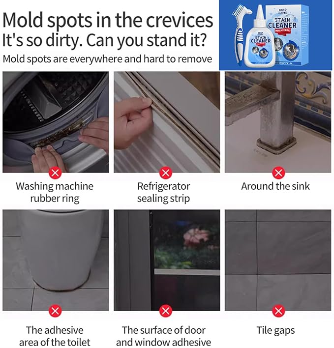 Active mold stain remover gel, heavy-duty remover, multi-purpose cleaner, suitable for tile floor grout, bathroom shower glass, sealant, front-loading washing machine sealant cleaner, etc 6.76 fl oz.