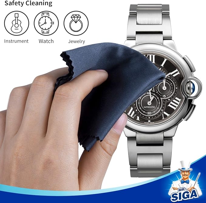 MR.SIGA Premium Microfiber Cleaning Cloths for Lens, Eyeglasses, Screens, Tablets, Glasses, 12 Pack, 6 x 7 inches (15 x 18 cm), Navy/Gray