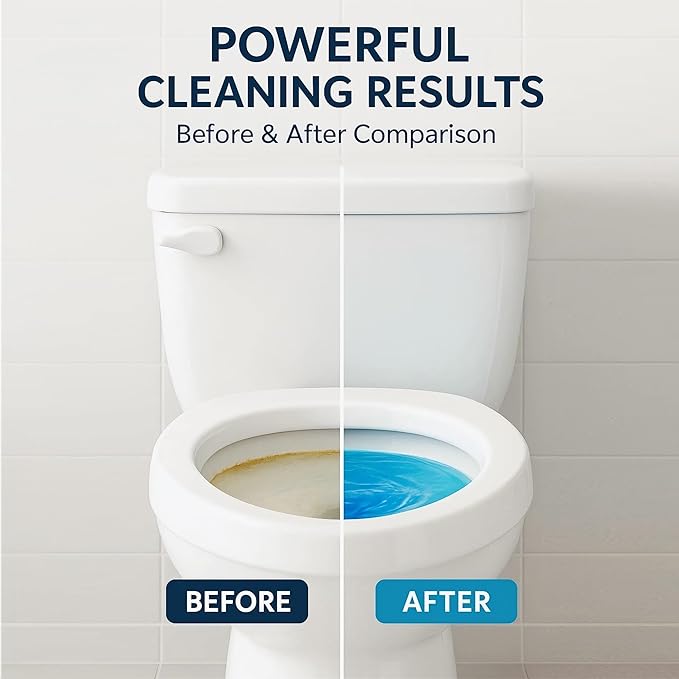 Automatic Toilet Bowl Cleaner Tablets, 10 Pack Long-Lasting Toilet Tank Cleaner for Bathroom, Blue Water Freshener, Prevents Stains & Odor, Safe for All Toilets - 10 Pack (White+Blue)