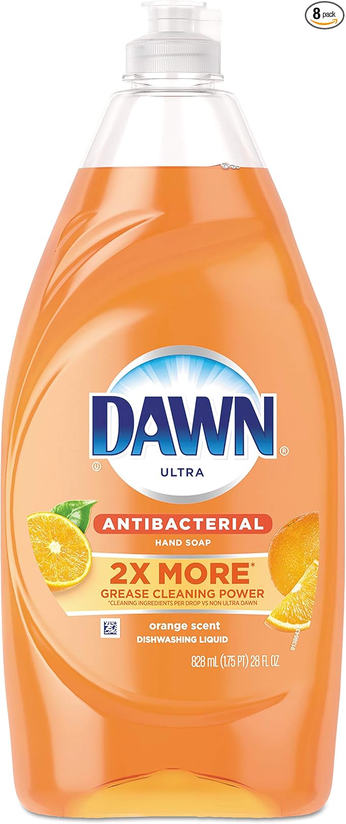 Dawn Ultra Antibacterial Hand Soap, Dishwashing Liquid Dish Soap Orange, 28 Fluid Ounce, Pack of 8