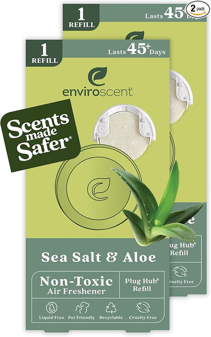 Enviroscent Non-Toxic Air Freshener Paper Refills - Compatible with Enviroscent Plug Hub® Warmer Kit - Home Fragrance Lasts Up to 90 Days - Sea Salt & Aloe Scent (Pack of 2)