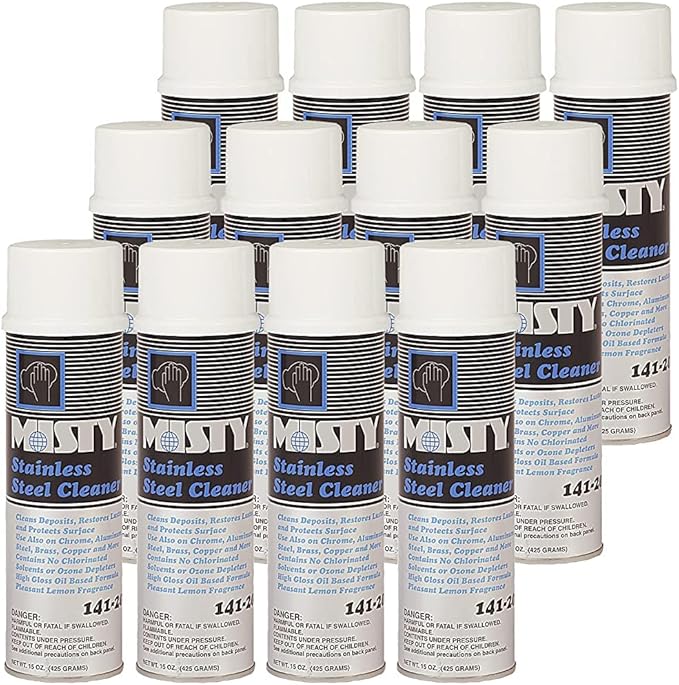 MISTY Heavy-Duty Stainless Steel Cleaner 15 oz Aero 1001541 (Case of 12) Pro Trusted Clean