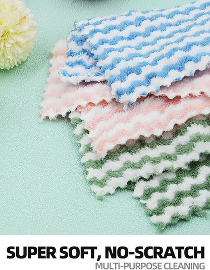 10PACK Kitchen Cleaning Cloths, Microfiber Dish Cloths: All-Purpose Washing/Soft/Lint Free/Absorbent/Quick Dry Reusable Washable Towels for Bathroom/Car/Glass, 10''x10'' - Pink