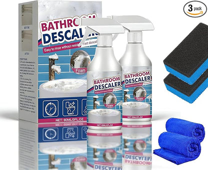 Bathroom Descaler Foam Cleaner - Quickly Dissolves Hard Water Stains,Soap Scum & Limescale,Bathroom Cleaner Spray,Use on Tiles,Shower Glass and Sink Rinse Cleaning Foam (2 PCS)