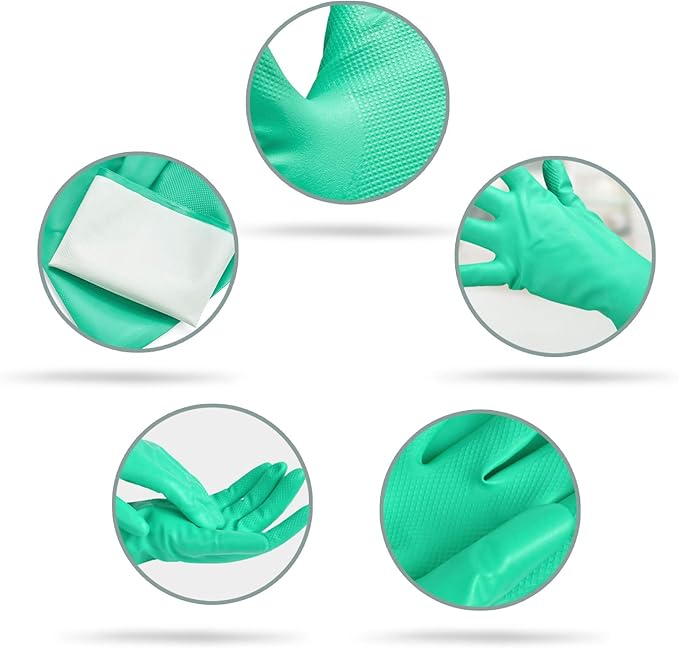 GAYISIC Reusable Kitchen Cleaning Gloves With Latex Free, Non-Slip Design Heavy Duty Gloves for Dishwashing 2 Pairs