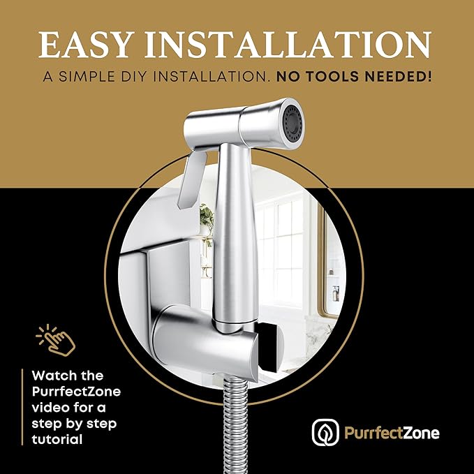 Purrfectzone 3 Pack Bidet Sprayer for Toilet, Handheld Kit, Easy-to-Install Toilet Shattaf Set, Hand Held Stainless Steel shower with Adjustable Flow, Cloth Diaper wash