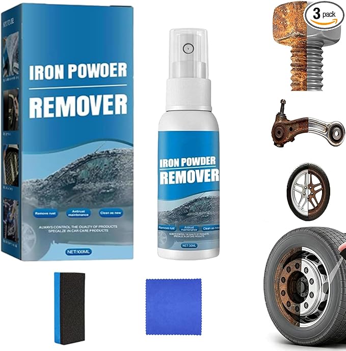 Multi-functional Quick-Acting Rust Removal Spray, 100ml Portable Rust Remover Spray, Includes Sponge and Cloth, Fast-Acting Formula & Easy Spray Application for Metal, Bikes (30ml * 1)