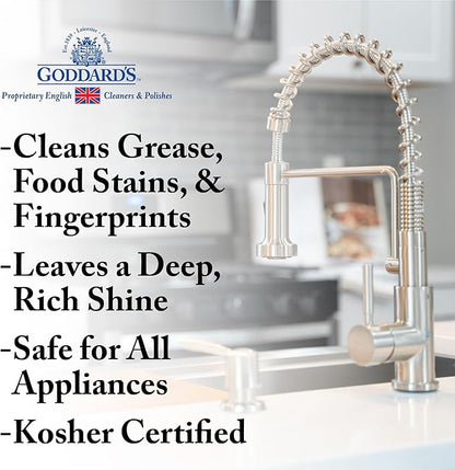Goddard's Stainless Steel Cleaning Spray for Kitchen Appliances – Removes Grease & Food Stains, Brightens Surfaces to Streak-Free Shine, Resists Fingerprints, 23 oz