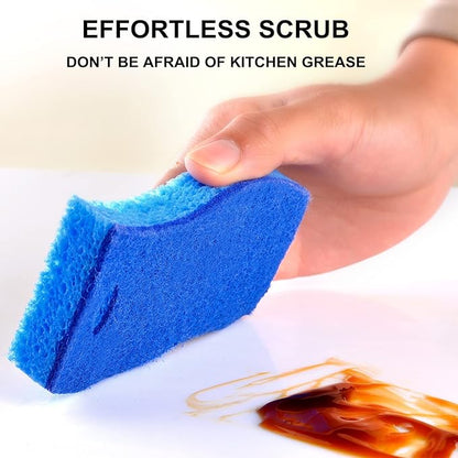METUUTER 12-Count Scrub Sponges Kitchen Sponge Heavy Duty, Cellulose Sponges with Scouring Pads Dual-Sided for Kitchen and Household Use (S-Multi)