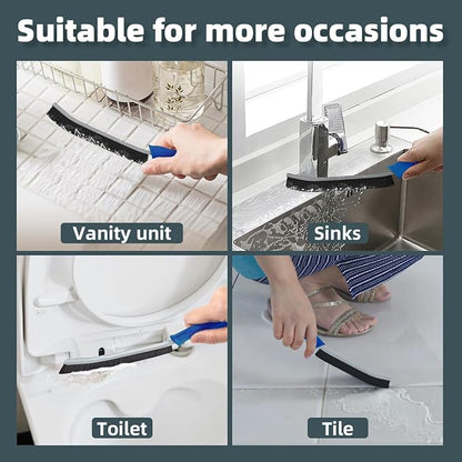 Toilet Brush, 2 Pcs Bathroom Cleaning Brush, Toilet Scrubber, Deep Toilet Bowl Brush with Hanging Hole, Multifunctional Gap Cleaning Brush, Bristles for Kitchen Sinks, Tub,Shower (6, Navy Blue)