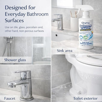 Bathroom Cleaner Foam Spray, Citric Acid Formula for Hard Water Stains & Toilet, Bathroom Surface Cleaner for Tile, Glass & Porcelain, 400 mL / 13.5 Fl Oz (1)