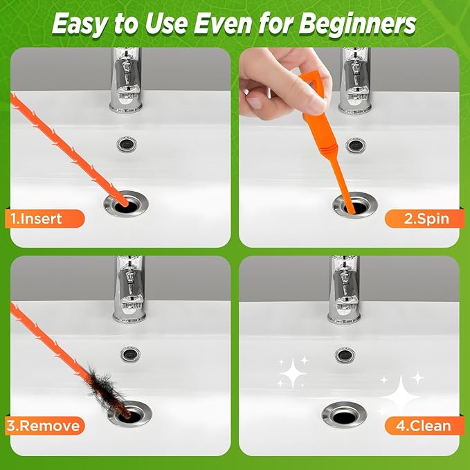 Forlivese 3 Pack 25 Inch Drain Snake,Drain Clog Remover,Sink Snake for Sewer Kitchen Sink Bathroom Tub Toilet Clogged Drains Relief Cleaning Tool