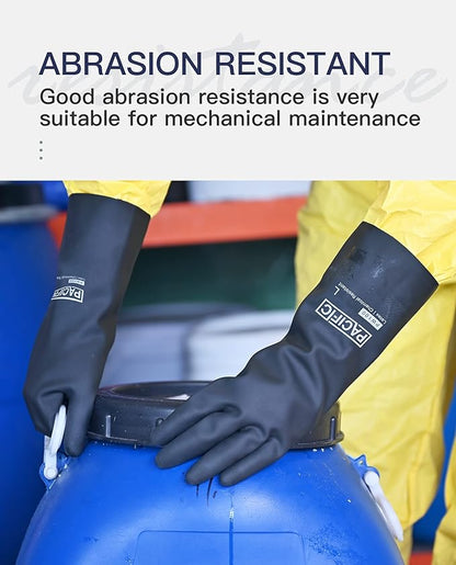 PACIFIC PPE 2 Pairs Chemical Resistant Gloves, Heavy Duty Industrial Rubber Gloves, Resist Acid, Alkali and Oil, 12.6", X-Large