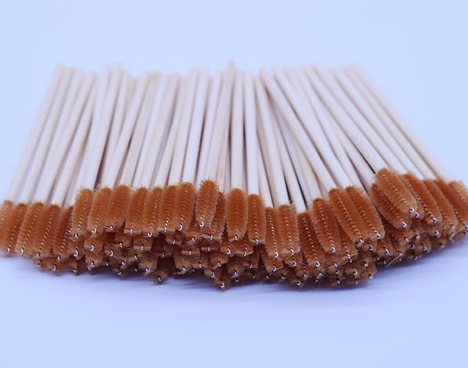 100 Pcs Disposable Wood Mascara Wands Bamboo Spoolies Brush for Eyelash Extensions, Spooly Eyebrow Brushes Lash Wand Applicator Stick (Brown)