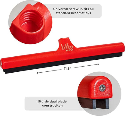 Lilly Brush Mighty Pet Hair Detailer - Carpet Rake & Broom for Pet Hair Removal, Double Rubber Blade, 52" Handle