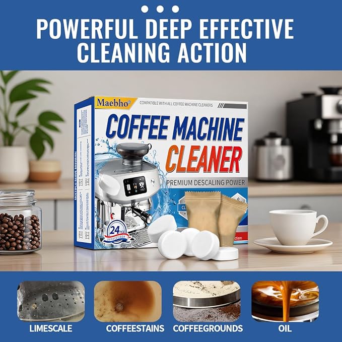 Coffee Maker Cleaner Garbage Disposal Cleaner - Includes 24PCS Coffee Maker Tablets and 24-Pack Garbage Disposal Tablets