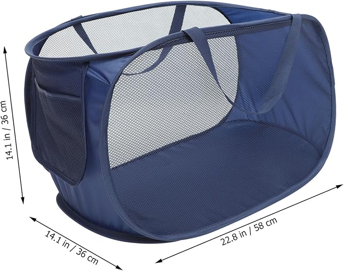 VICASKY Large Foldable Mesh Laundry Hamper with Handle and Wire Laundry Basket for Clothes Blankets Storage Portable Collapsible Organizer for Bedroom Bathroom Dorm Use